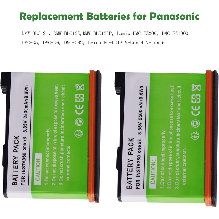 2 x Акумулятори Insta360 2800mAh з зарядним пристроєм USB-C, сумісні з Insta360 Action Camera (X3), з Micro SD слотами