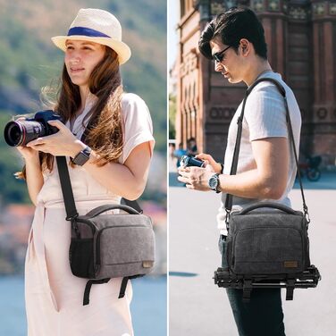 Сумка для камери S-ZONE: водонепроникна фотосумка для DSLR/SLR з кріпленням для штатива та аксесуарами (сіра)