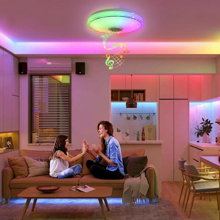 Світлодіодна стельова лампа з Bluetooth-колонкою, зоряне небо, диммування, RGB, 36 Вт, керування пультом або додатком, для спальні та дитячої кімнати