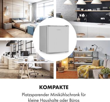 Klarstein Neo Silver Mini Fridge - 23L Compact Refrigerator for Drinks & Skincare - Quiet Operation, Adjustable Shelf