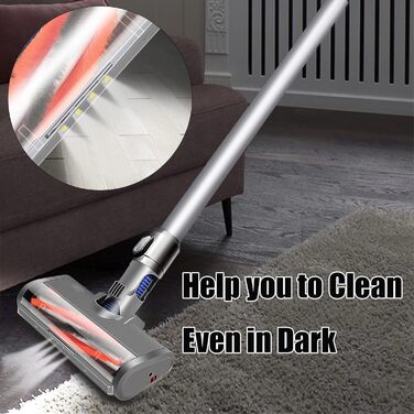 Електрична щітка-вальцевий насадка Italdos для пилососів Dyson V6 DC58 DC59 DC61 DC62 з LED-підсвічуванням, турбо-режим, для килимів, твердих підлог, паркету та плитки