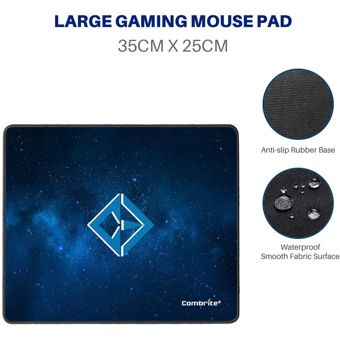 Ігровий набір клавіатури та миші Raptor з великим килимком, RGB-підсвітка, USB, UK-розкладка, для PC, Laptop, PS4, Xbox One, чорний