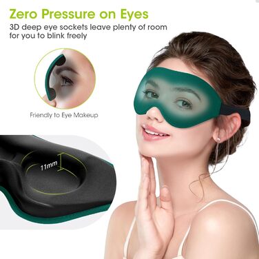 Маска для сну для тих, хто спить на боці, 2025 року, оновлений дизайн, 3D світлоблокуюча маска для очей, для жінок та чоловіків, зручна та дихаюча, без тиску, з регульованою гумкою для подорожей (Морська синя)