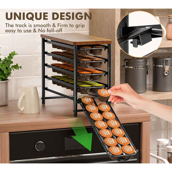 Тримач для капсул кави Dolce Gusto, 5-ярусний металевий ящик для капсул з тихими направляючими та антиковзними ніжками (на 72 капсули)