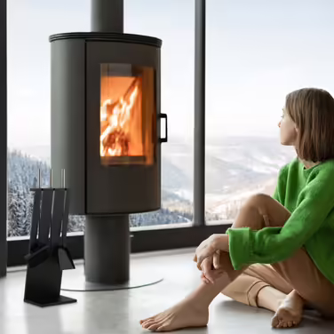 Relaxdays 4-Piece Fireplace Set in Black