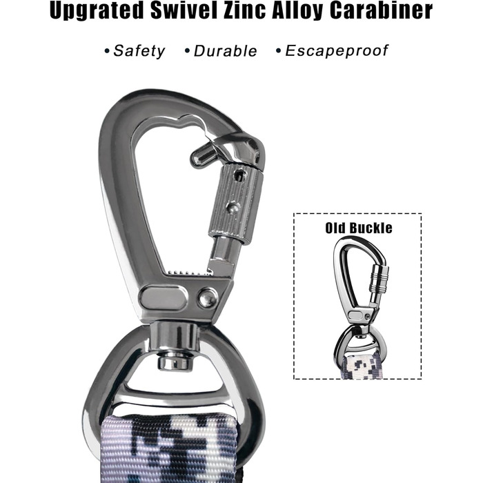 Міцна собача лінія, тактична собача лінія з автофіксатором для великих собак до 68 кг, 1,8 м, амортизуюча, рулетка, подвійний руків'я, для тренування собак