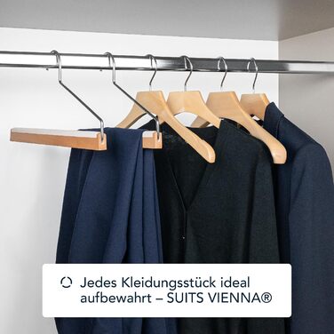 Дерев'яні плічки SUITS VIENNA для жіночих піджаків і костюмів, 40 см, 6 шт, з широкою плечовою зоною та округлими краями