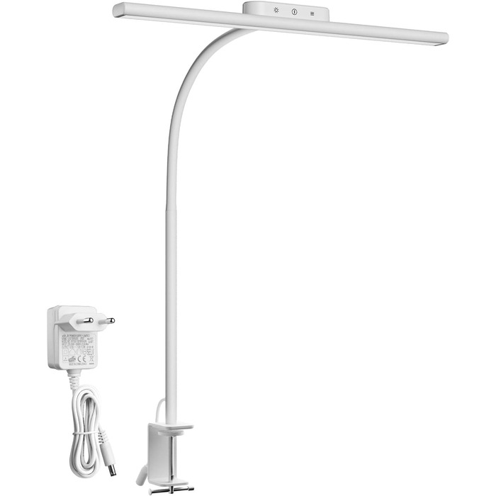 LED настільна лампа Lepro 11W з кліпсою, диммер, 5 режимів кольору та яскравості, гнучкий регульований штатив для дому, офісу, білого кольору