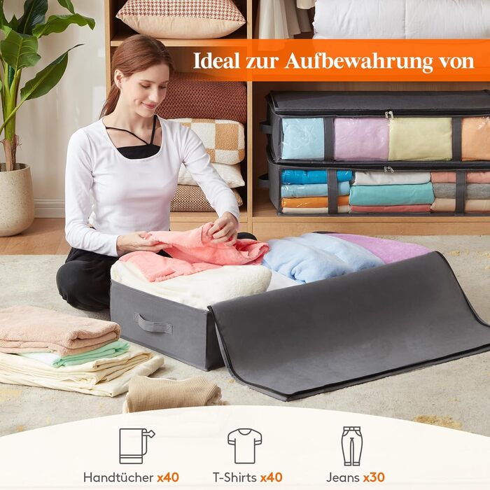 Коробки для зберігання постільної білизни Lifewit (6 шт., 90л) з кришкою, сірі