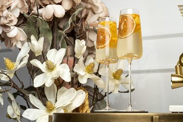 Набір келихів для шампанського та просекко GLASSIQUE CADEAU (2 шт.) | Келихи-флейти з довгим ніжкою для Мімози, Белліні, Гуго, шампанського | Елегантний дизайн