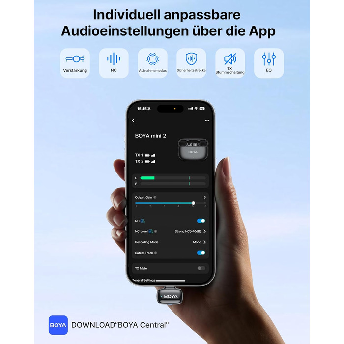 BOYA MINI 2: Бездротовий мікрофон-лавал'єр для iPhone, Android, Vlogging, YouTube, інтерв'ю (Space Silver)