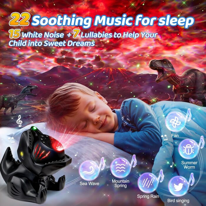LED Starry Sky Projector, Northern Lights Lamp with 18 Lighting Modes, Night Light Sleep Aids, 15 Sound Machine, Northern Lights Lamp with Remote Control, Timer, Starry Sky Projector for Kids, Adults, Party & Decoration (Black)