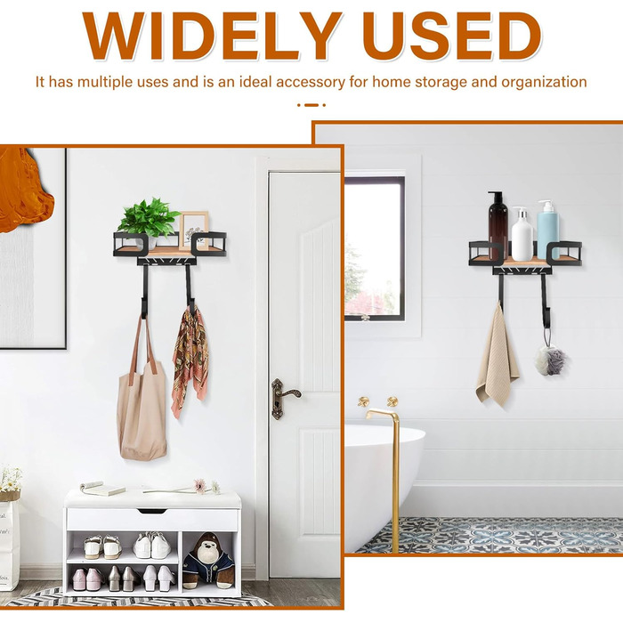 Настінна вішалка для праски та гладильної дошки з металевою конструкцією та кошиком для зберігання (чорна)