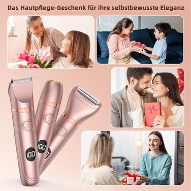Електричний тример для бікіні Lady Shaver 3-в-1 для жінок: ноги, тіло, інтимна зона. Безпечний для чутливої шкіри. Rose Gold
