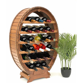 DanDiBo Wine Rack Wooden Standing Wine Barrel 24 Bottles Brown Bottle Rack Bottle Holder Barrel