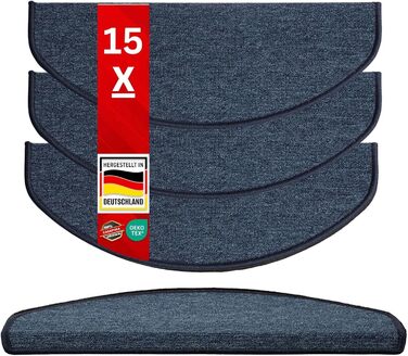 Casa Pura London Stair Treads - Non-Slip Carpet Stair Runners - 15 Piece Set or Individual - Dark Blue
