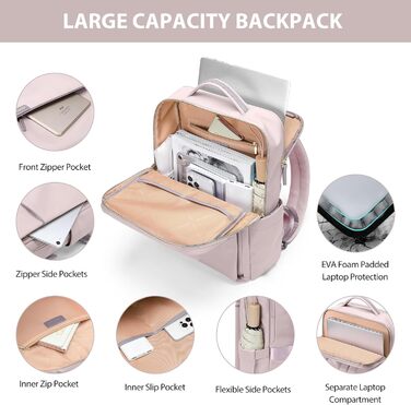 Рюкзак для ноутбука 16 дюймів, водонепроникний, для чоловіків та жінок, для школи, подорожей та велосипеда (Сірий, Рожевий)