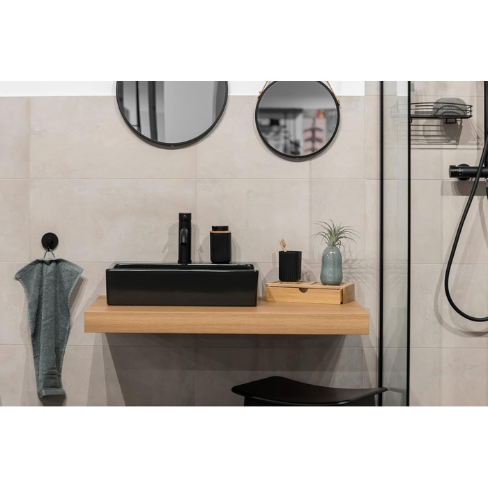 Дозатор для мила WENKO Rotello, 250 мл, з бамбуковими деталями, для мила та засобів для миття посуду, чорний/натуральний