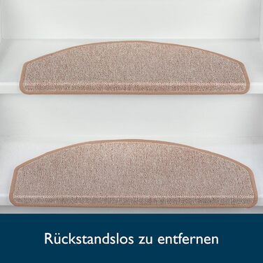 Beautissu Non-Slip Stair Treads - 55x15 cm - 15 Pack - Self-Adhesive Indoor Stair Mats - Carpet Stair Treads for Narrow Stairs - ProStair - Sand Color