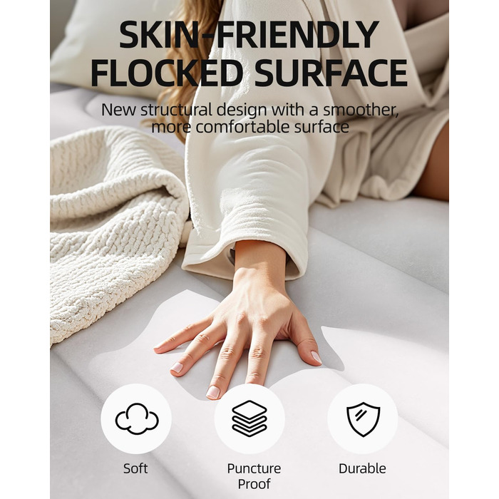 Надувне ліжко CHILLSUN® для 2 осіб, 203x152x46 см з електричним насосом, водонепроникне, для кемпінгу та гостей