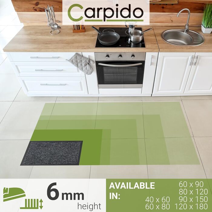 Килимок для дому Carpido 40x60 см - швидковисихаючий, антиковзаючий, сірий