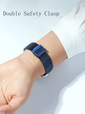 Годинник жіночий Hannah Martin, кварцовий, з нержавіючої сталі, водонепроникний, сітка, ультратонкий (блакитна поверхня, блакитний ремінець)