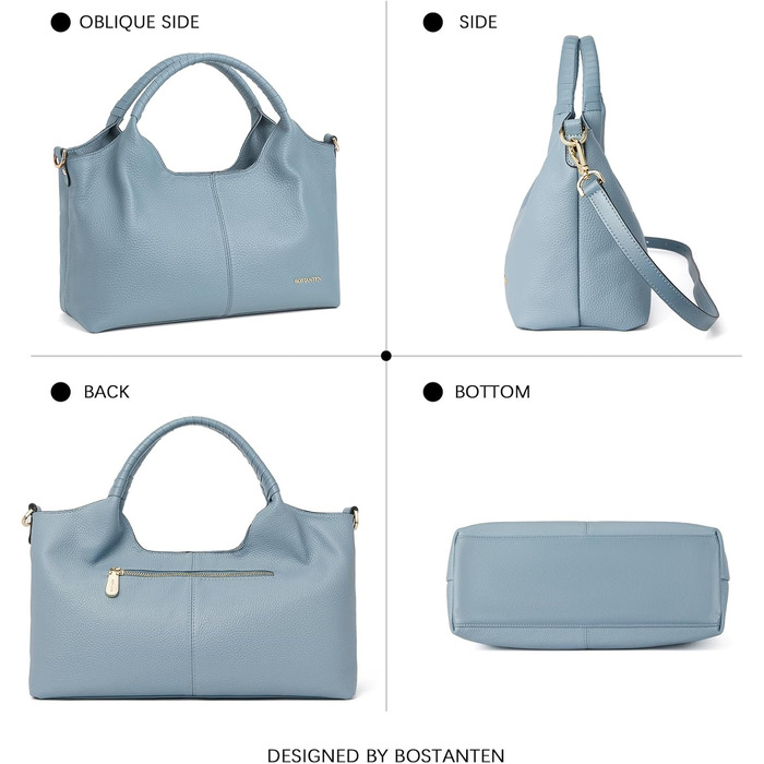 Сумка жіноча BOSTANTEN шкіряна шопер Hobo з ручкою та регульованим ременем, коричнева