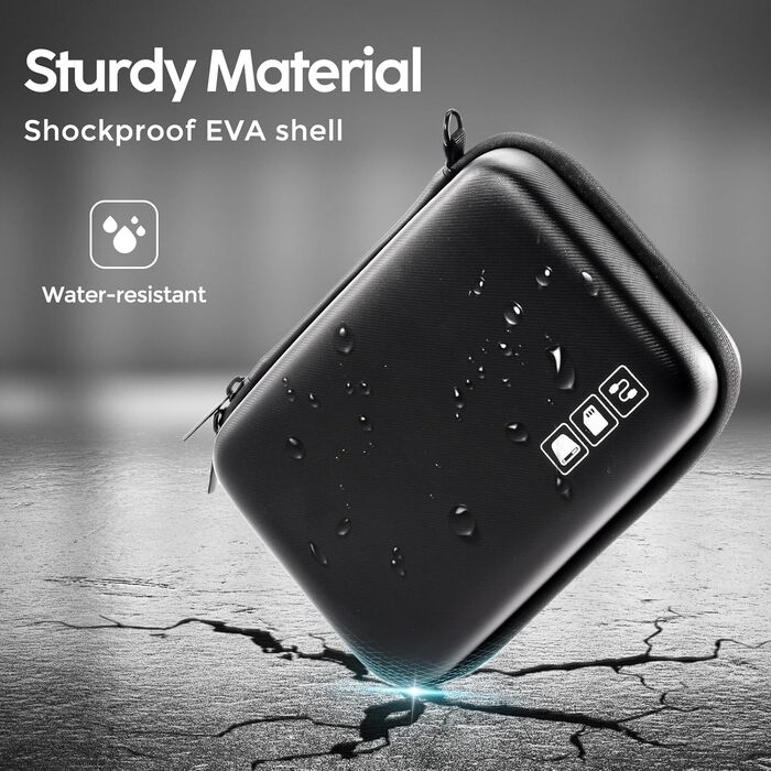 Захисний кейс ProCase для зовнішніх жорстких дисків Canvio Basics, WD Elements, My Passport, Seagate Backup Plus Slim (1/2/3/4TB) - чорний