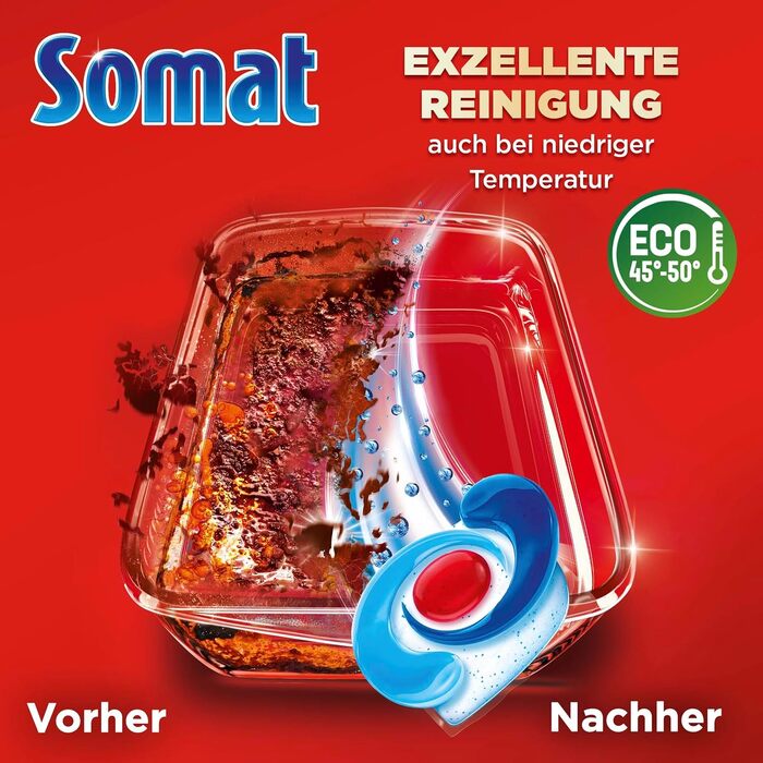 Капсули для посудомийної машини Somat Excellence 4in1, для ідеального очищення та блиску, підходять для Eco-режиму та низьких температур, 20 шт.