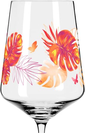 RITZENHOFF 2849001 Aperitif Glasses 500 ml - Set of 2 - Sommerrausch Series - Butterfly Motif - Made in Germany, Orange, Red