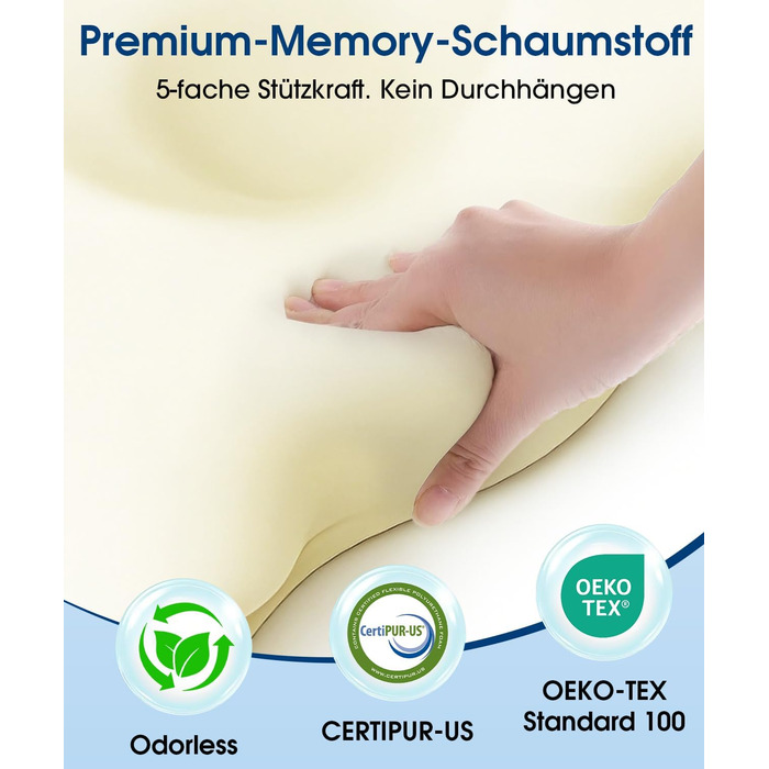 Подушка ортопедична BOYUNSHI з піни Memory Foam для сну на боці, спині та животі. 2 знімні охолоджуючі чохли, 2 висоти.