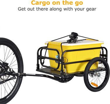 Складаний вантажний причіп Tiggo для велосипеда. Об'єм 70 літрів, вантажопідйомність 40 кг. Розміри платформи: 67 x 46 x 25 см