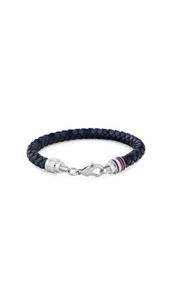 Браслет шкіряний чоловічий Tommy Hilfiger з нержавіючої сталі (синьо-чорний)
