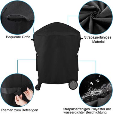 Чохол для гриля Weber Q 1000/2000 з візком, водонепроникний 600D Oxford, для моделей 50060001, 51060001, 54060001, міцний BBQ аксесуар