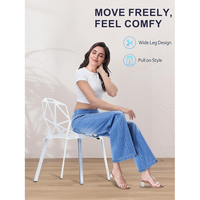 Джинси Baggy Daen з високою талією, широкі, укорочені прямі, еластичні, блакитні (Розмір S)