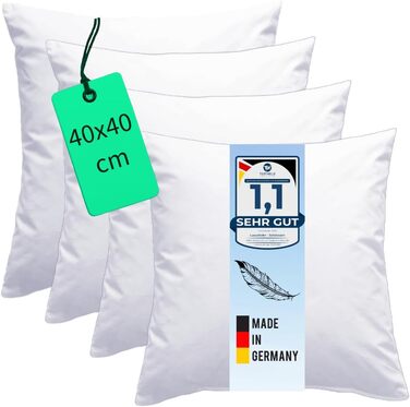 Luxusfeder 4-Piece Sofa Cushion Set, 40x40 cm - Down Filling 300g - Cover 100% Cotton - Down Cushion - Cushion Filling - Cushion Insert - Inner Cushion - Öko-Tex