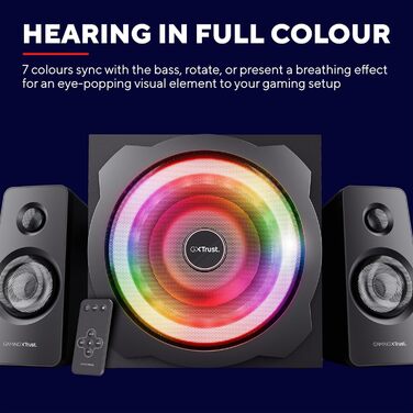 Trust Gaming GXT 38 Акустична система 2.1 з сабвуфером (RGB) - 120 Вт (для смартфона/ПК/планшета, чорний/червоний)
