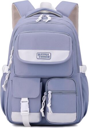 Рюкзак для підлітка, шкільний рюкзак для дівчинки з багатьма відділеннями, рюкзак для учнів 3-5 класів, середньої та старшої школи, нейлоновий рюкзак для подорожей та відпочинку, блакитний