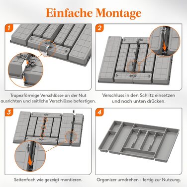 Органайзер для столових приборів Lifewit, 51.6x42 см, для 60 приборів, знімний тримач, пластик