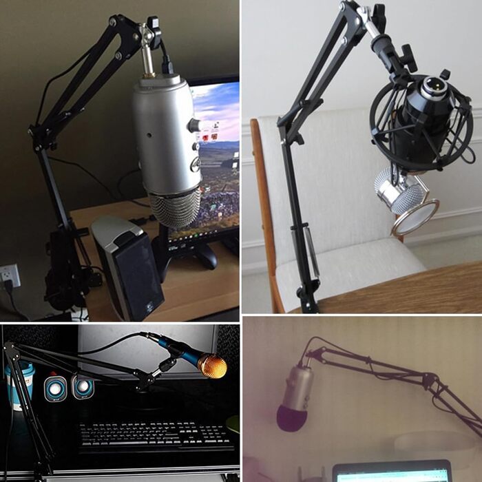 Кріплення для мікрофона на штативі (гусак) 2-в-1 з тримачем для веб-камери та телефону. Сумісний з Blue Yeti, HyperX QuadCast, Logitech C920, C930 та іншими.