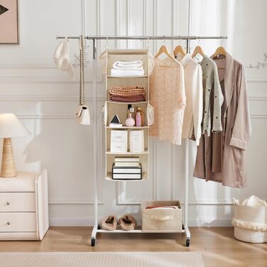 Органайзер для шафи MAX Houser з 5 полицями, для економії місця, з 4 кишенями збоку, складний, бежевий