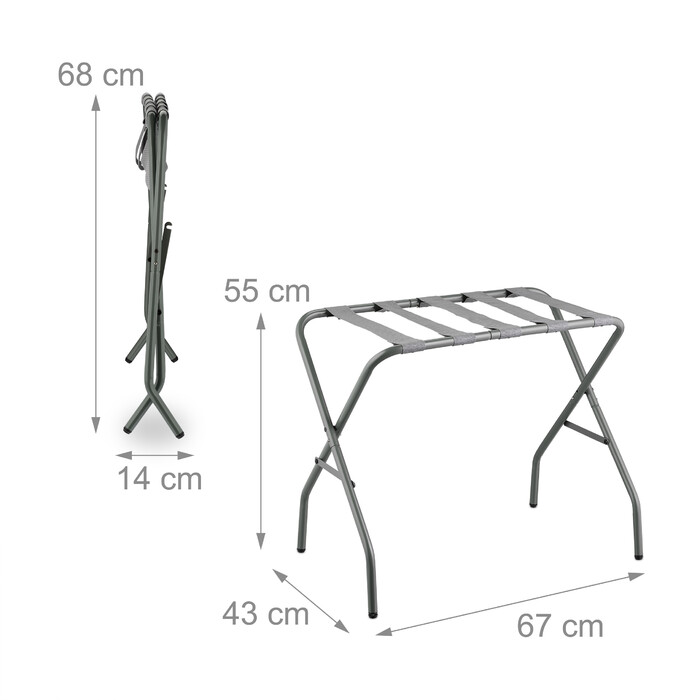 Relaxdays Folding Luggage Rack made of Metal