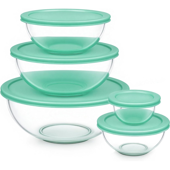 Набір контейнерів для їжі Vtopmart (15 шт.) з кришкою, скляні, для зберігання, мікрохвильова піч, морозильник, посудомийна машина
