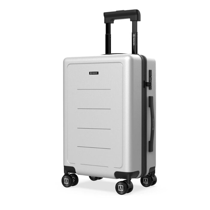 Чемодан ручної поклажі NUMADA PackPro T20 (56x37x22cm) з TSA-замком та 4 колесами. Жорсткий корпус, внутрішні відділення, світло, міцний (Сірий)