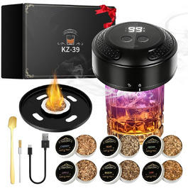 Електричний набір для приготування коктейлів з копченням, 6 смаків, дерев'яні тріски, ретро-сито для напоїв. Подарунок на ювілей, день народження, Різдво для чоловіків, батька.