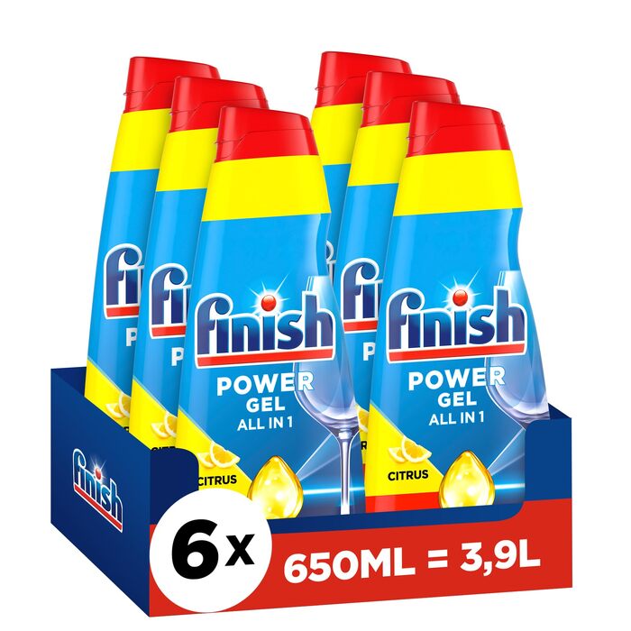 Гель для посудомийних машин Finish Power Gel Citrus, 6 x 650 мл (загальний об'єм 3.9 л)