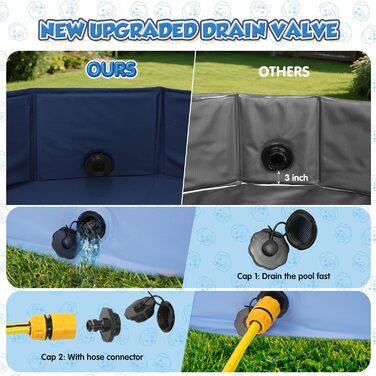 Басейн для собак великих і малих порід з антиковзкого ПВХ, складаний - легко миється. Плавальне озеро для собак на відкритий простір, у подорожі, у сад (120 * 30 см)