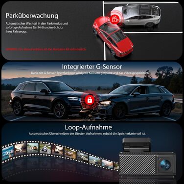 Автомобільний відеореєстратор 4K+2.5K з GPS та 5.8 GHz Wi-Fi, двоканальна камера з IPS-екраном 3.16