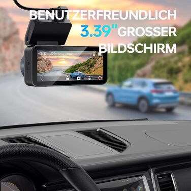 Відеореєстратор автомобільний Dual 2.5K QHD (передній + задній) з нічним баченням, картом 64GB та паркувальним режимом, чорний