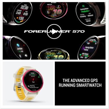 Garmin Forerunner 570: GPS-годинник для бігу та триатлону з AMOLED-дисплеєм, 47 мм, сірий, функція тренувань та відновлення